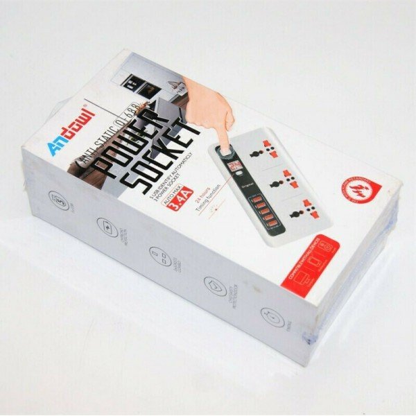 Andowl Πολύπριζο 3 Θέσεων με 5 USB Λευκό LI-Q-688